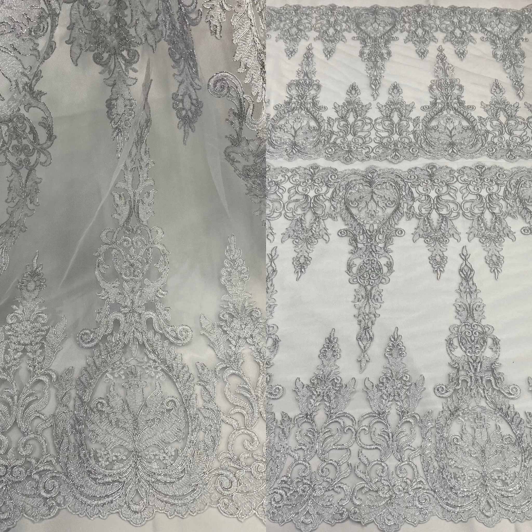 Corded Bridal Lace Fabric Embroidered on 100% Polyester Net Mesh | Lace USA - 97201W