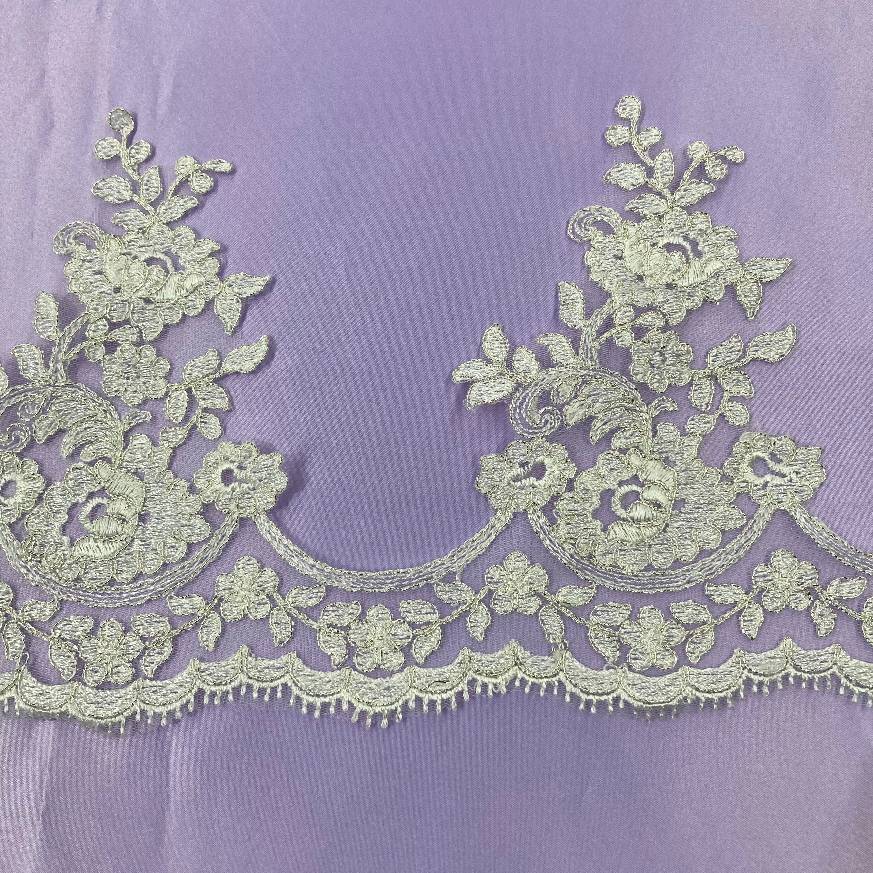 Corded Lace Trimming Embroidered on 100% Polyester Net Mesh | Lace USA - 97008W/1