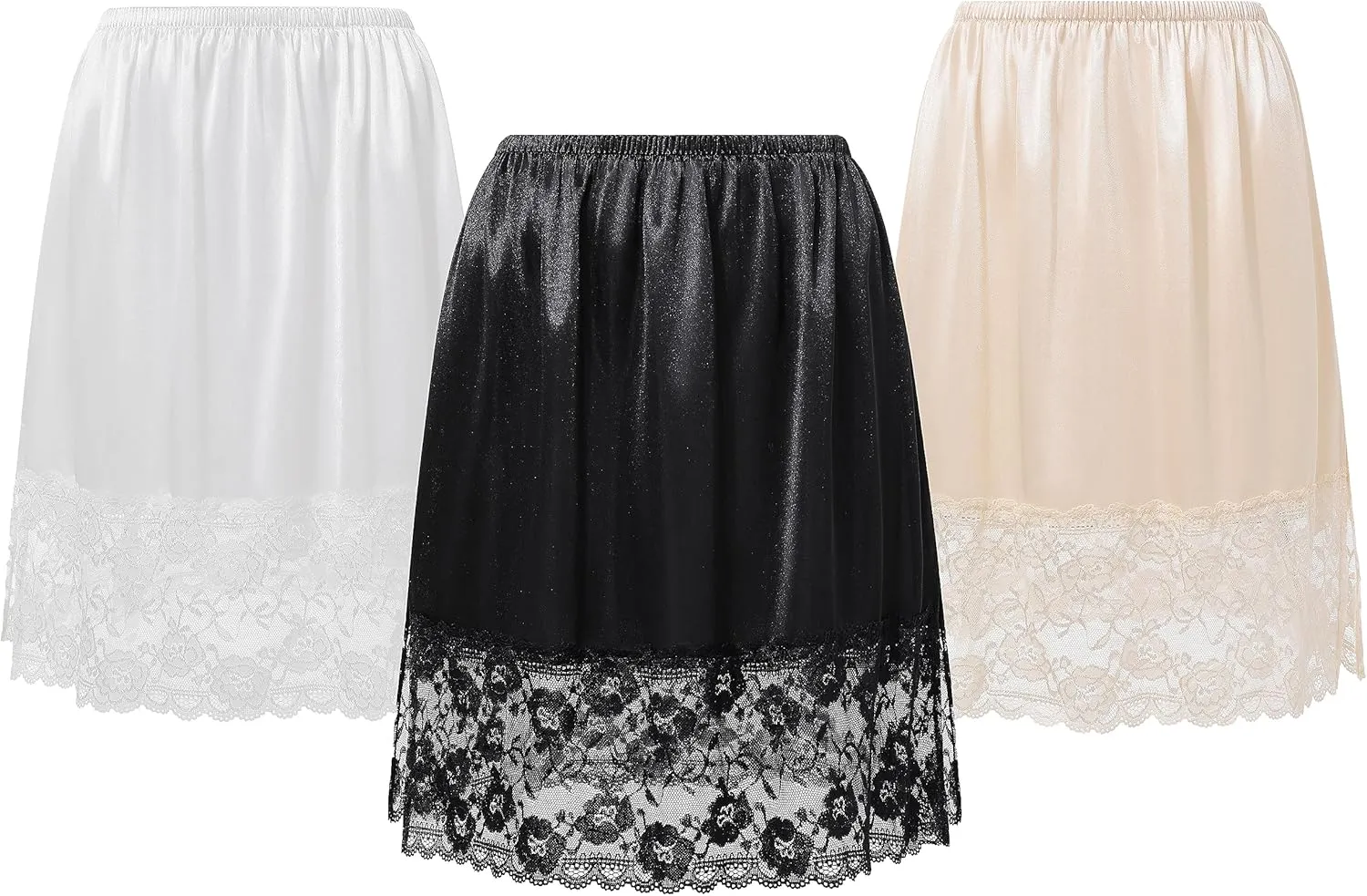 Coucoland Half Slips for Under Dresses - 20" Black White Womens Underskirt Half Slip Women Under Dress Shirt Skirt Extender