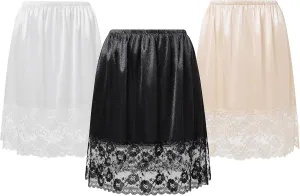 Coucoland Half Slips for Under Dresses - 20" Black White Womens Underskirt Half Slip Women Under Dress Shirt Skirt Extender