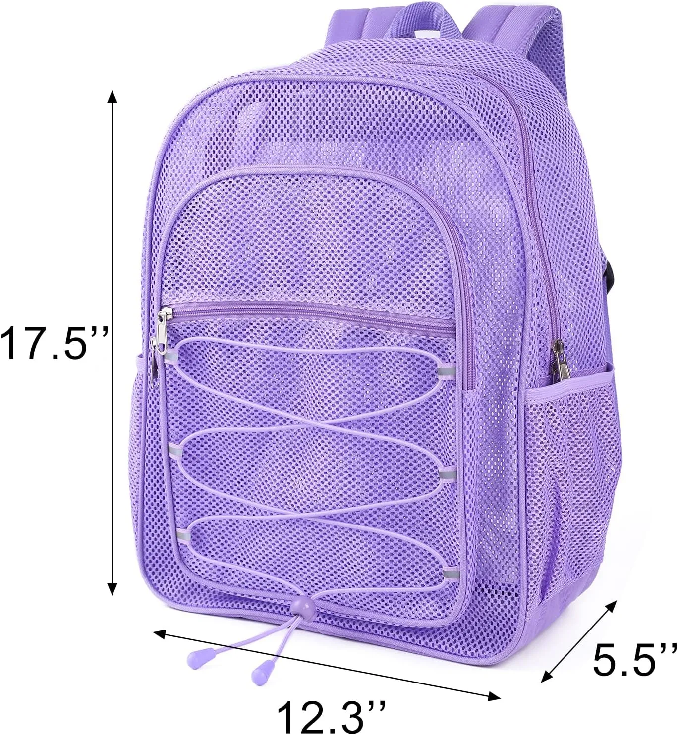 COVAX Heavy Duty Mesh Backpack, Semi-transparent Mesh Bookbag, See Through College Backpack with Bungee and Comfort Padded Straps for Commuting, Swimming, Beach, Outdoor Sports (Purple)
