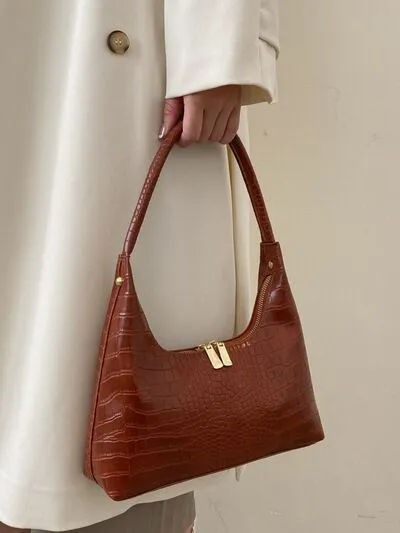 Crocodile Grain Shoulder Bag