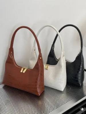 Crocodile Grain Shoulder Bag