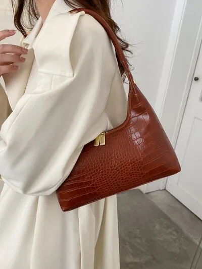 Crocodile Grain Shoulder Bag