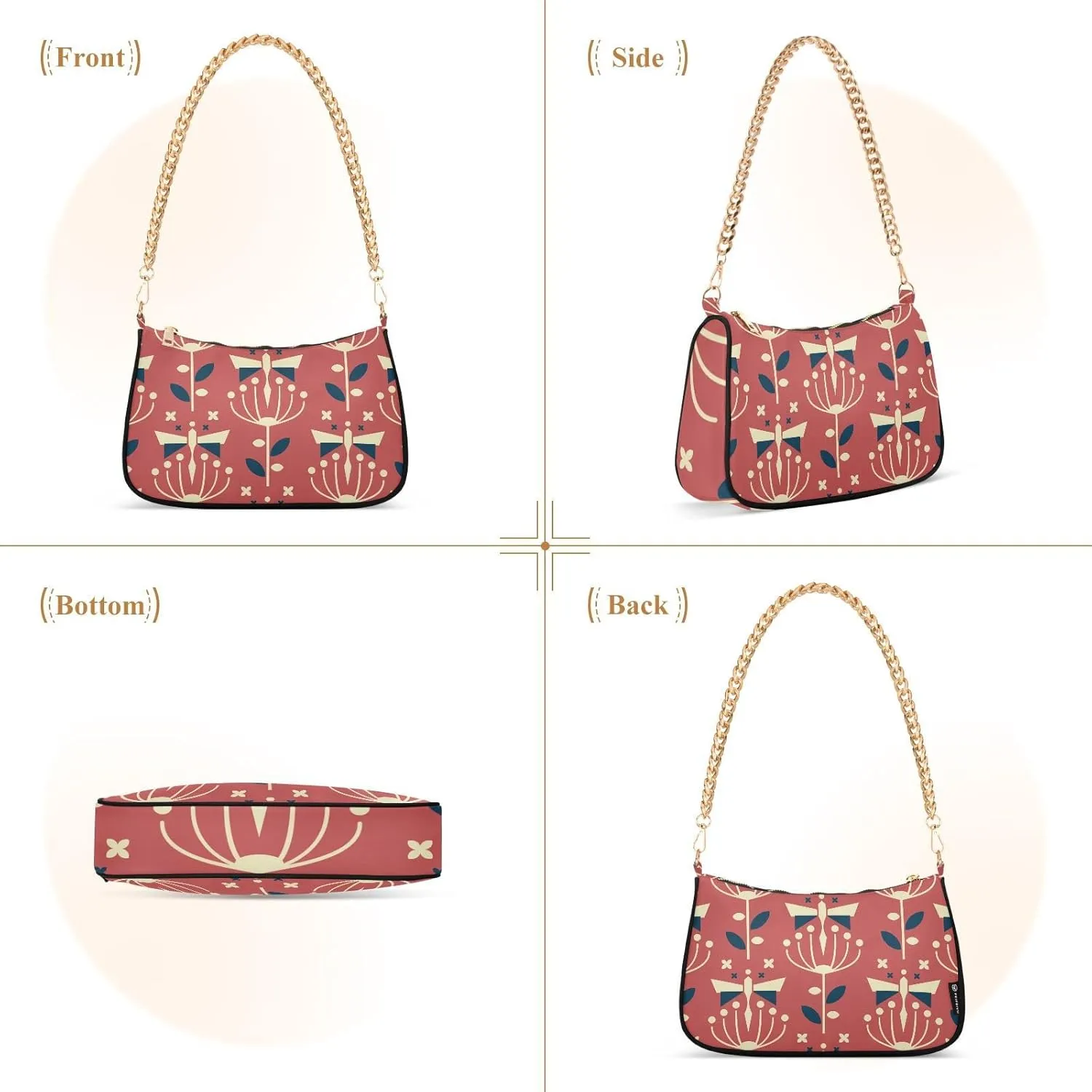 Cross Body Bag Geometric Pattern with Hearts Tote Bag Chain Bag Shoulder Bag Handbag Purse for Women