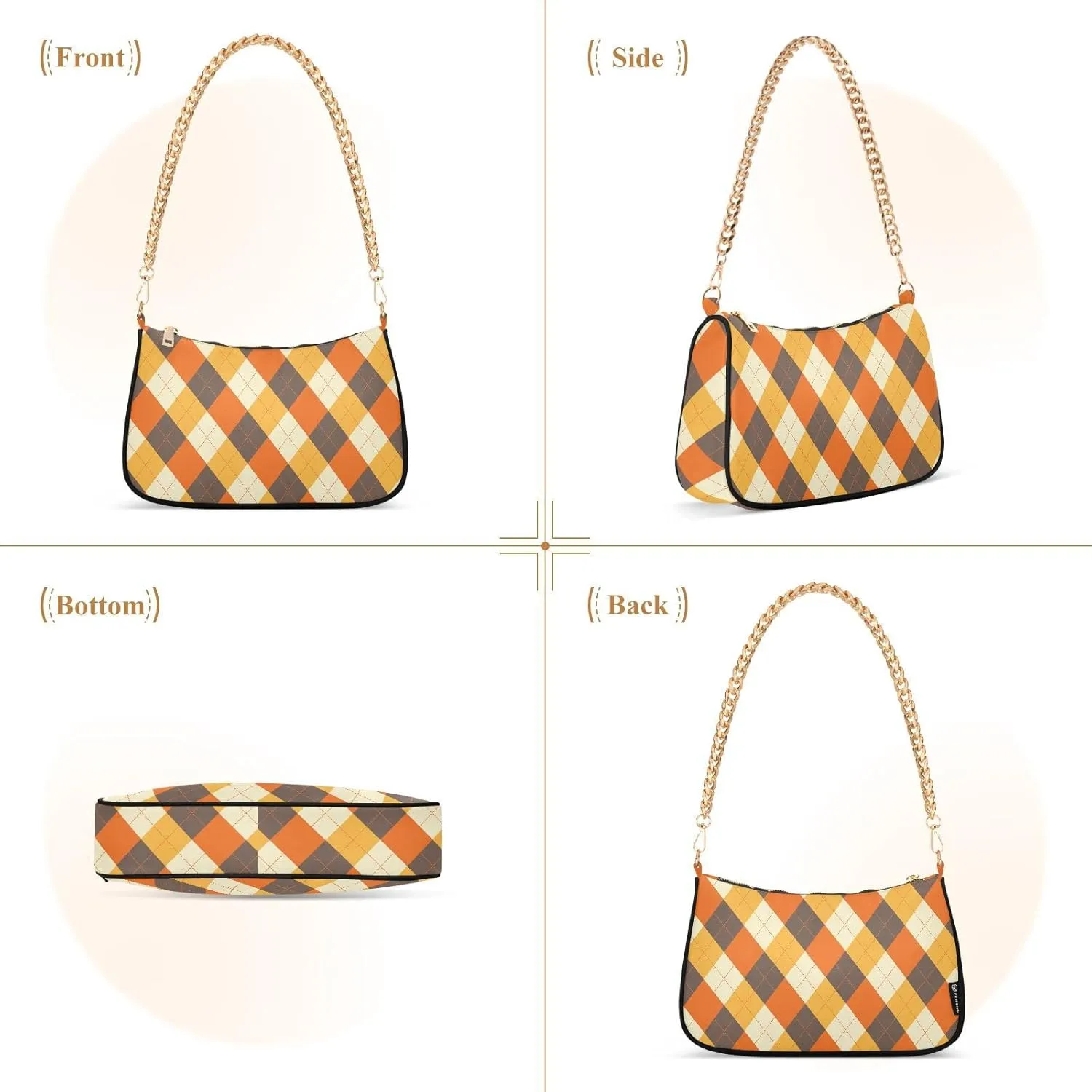 Cross Body Bag Gingham Red White Tote Bag Chain Bag Shoulder Bag Handbag Purse for Women