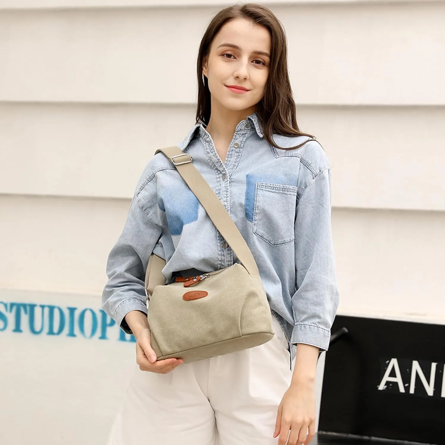 Crossbody Bag for Women Small Canvas Lightweight Casual Purses for Travel Daily