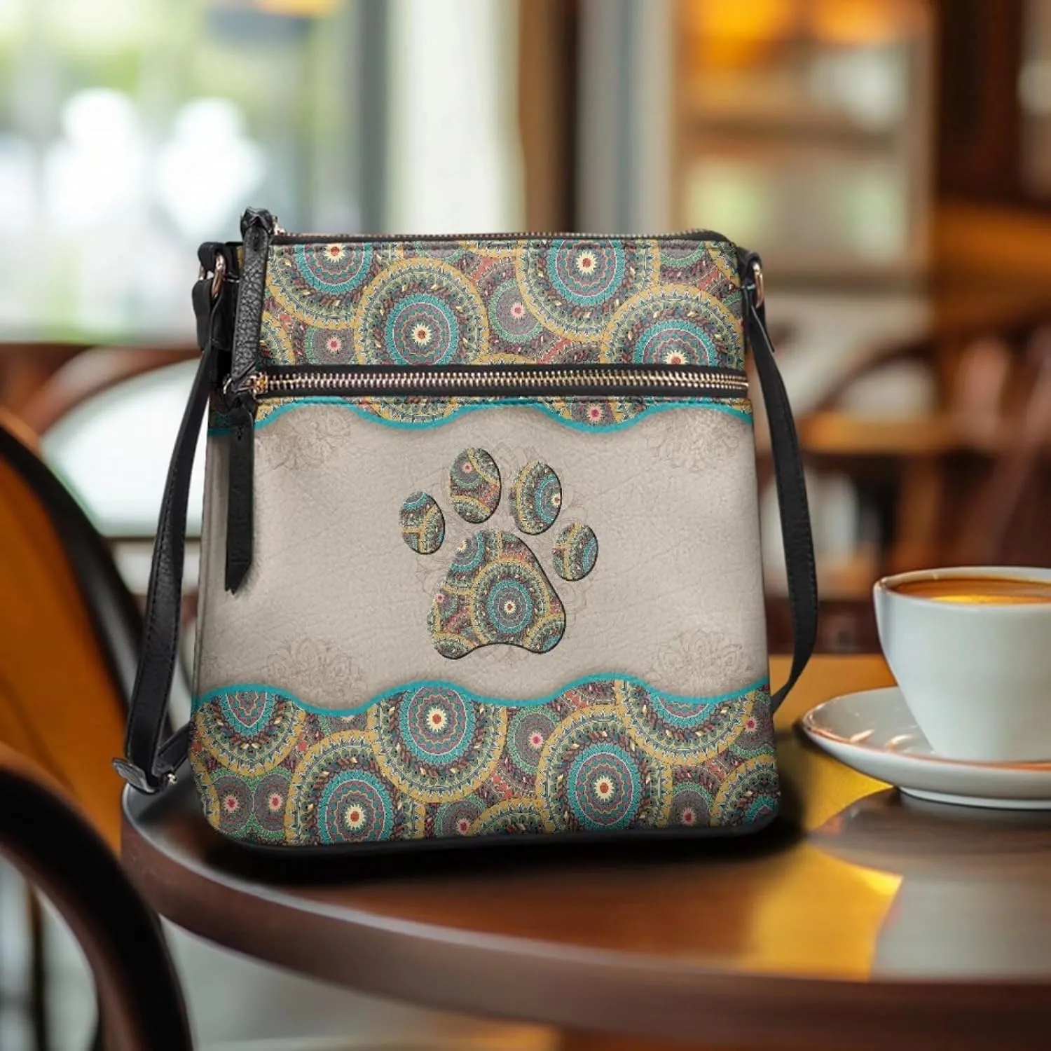 Crossbody Bag Purse Leather Women's Shoulder Handbags Multi Pocket Crossbody Purse with Adjustable Strap