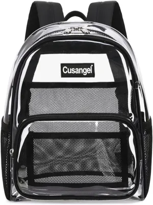 Cusangel Clear Backpack Stadium Approved 12×6×12,TPU Transparent Backpacks Plastic See Through Bag, Clear Bag for Concert Sport Event Work School Festival