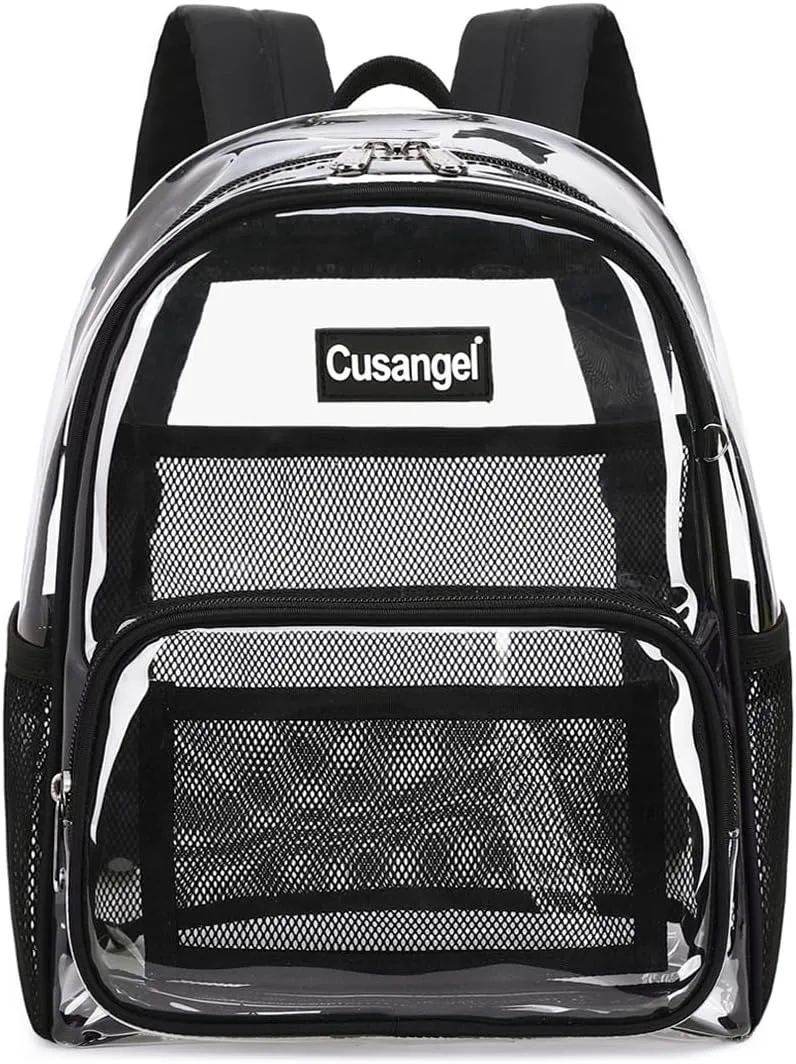 Cusangel Clear Backpack Stadium Approved 12×6×12,TPU Transparent Backpacks Plastic See Through Bag, Clear Bag for Concert Sport Event Work School Festival