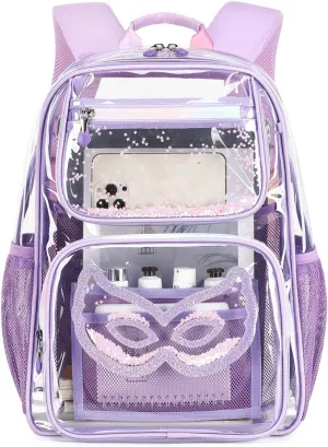 Cusangel Heavy Duty Clear Backpack Clear BookBag,16.5inch TPU Large Capacity See Through Backpack for Sport Events,Travel