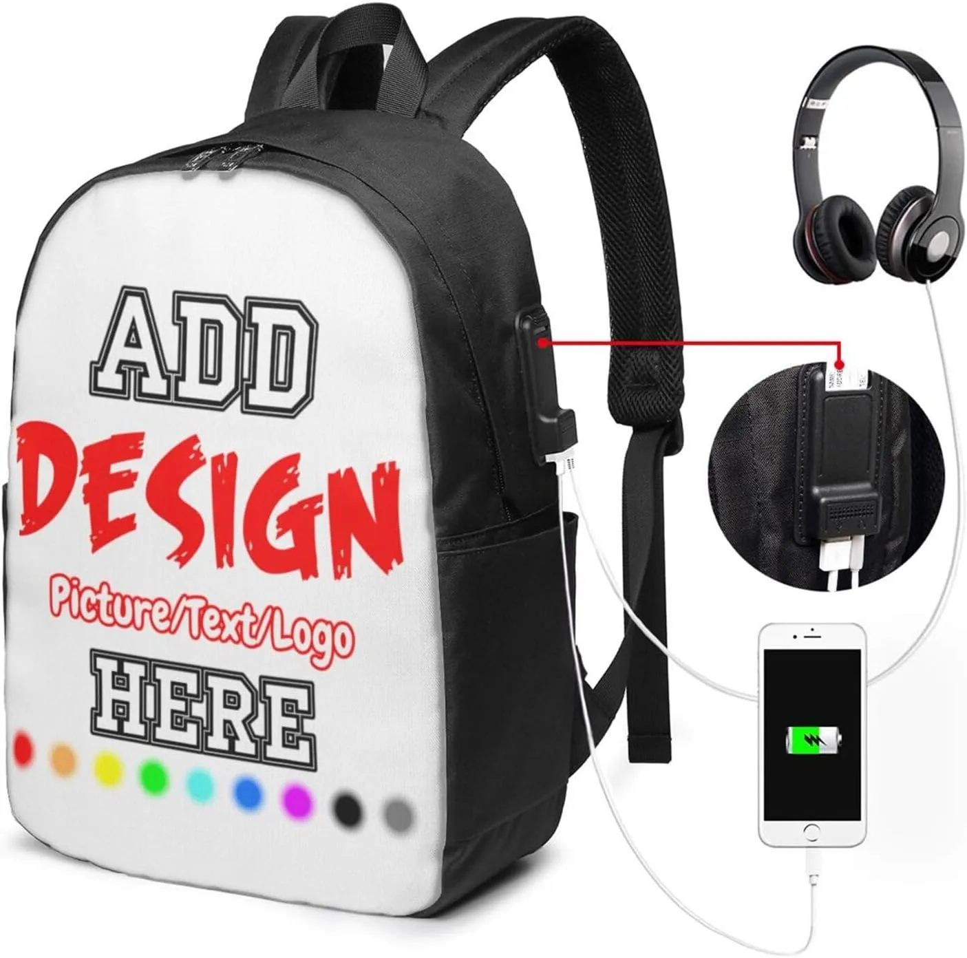 Custom Backpack Personalized Travel Knapsack Add Your Picture Text Logo Large Capacity Casual Backpack for Work Travel (Style1)