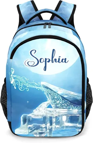 Custom Beautiful Icy Piano Music Backpack Custom Name Large Capacity Shoulder Bags for Sports Party