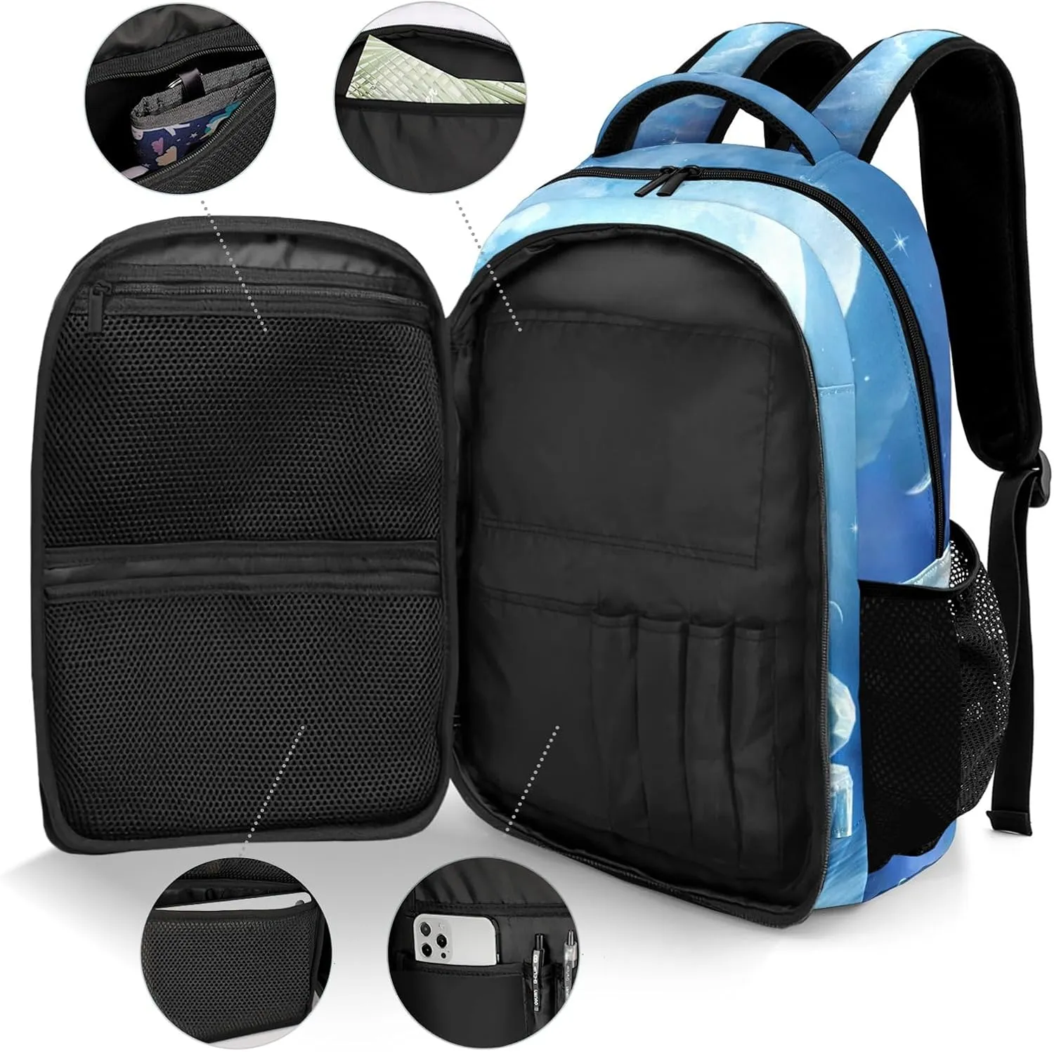 Custom Beautiful Icy Piano Music Backpack Custom Name Large Capacity Shoulder Bags for Sports Party