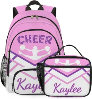 Custom Cheer Backpack Personalized Cheerleader Shoulder Bag Backpacks Daypack for Women Travel Gifts Coral Pink Purple
