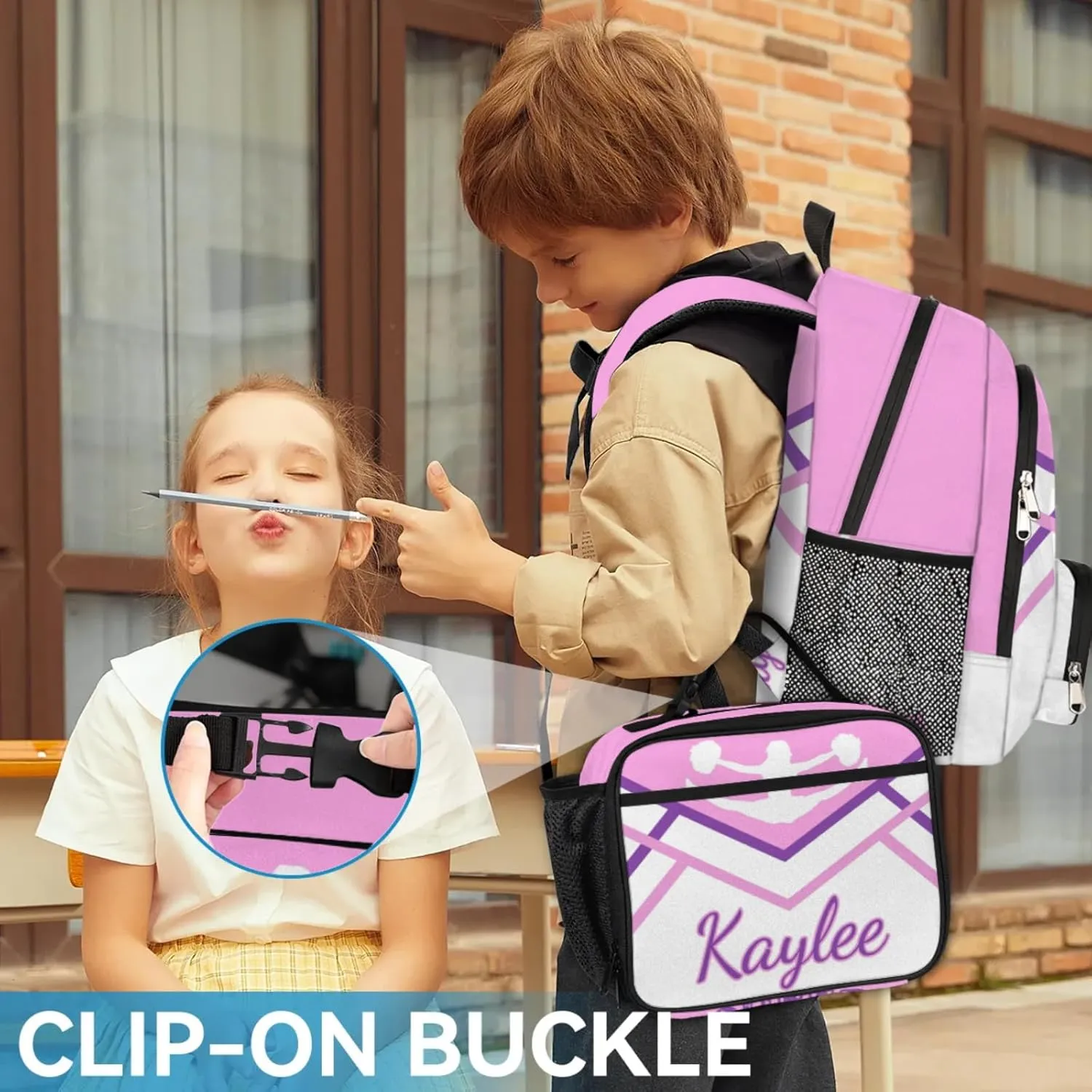 Custom Cheer Backpack Personalized Cheerleader Shoulder Bag Backpacks Daypack for Women Travel Gifts Coral Pink Purple