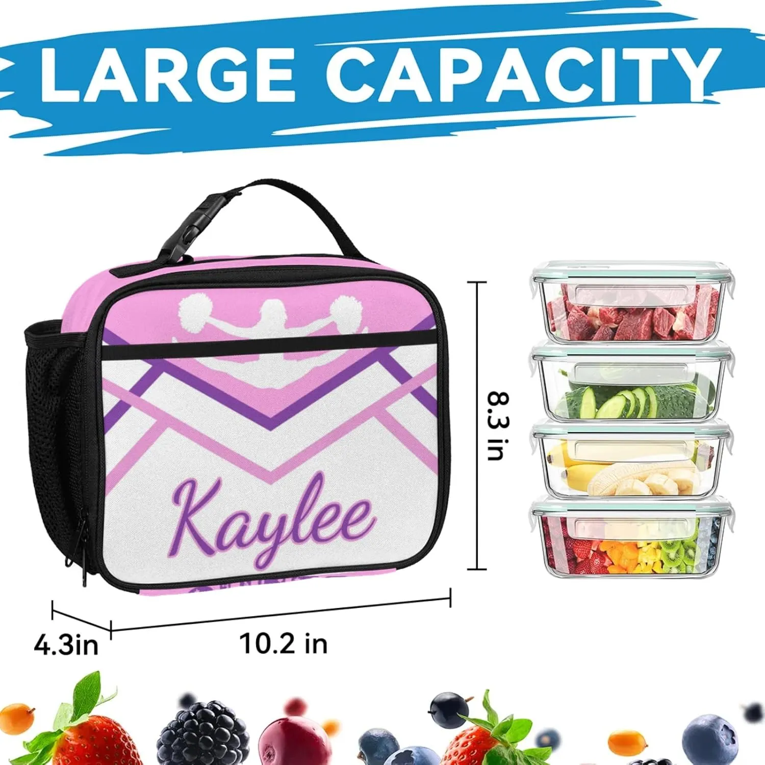 Custom Cheer Backpack Personalized Cheerleader Shoulder Bag Backpacks Daypack for Women Travel Gifts Coral Pink Purple