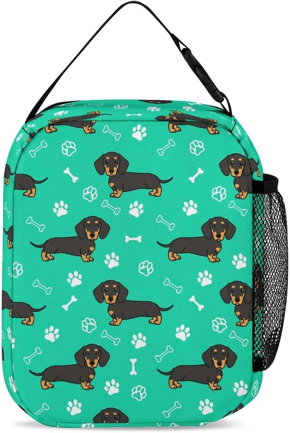 Custom Dachshund Backpack with Lunch Box & Pencil Case, 16 Inch Cute Dachshunds Dog Themed Bookbag, Adjustable Lightweight Large Capacity, Colorful Daily Casual Backpacks Set with Lunch Bag