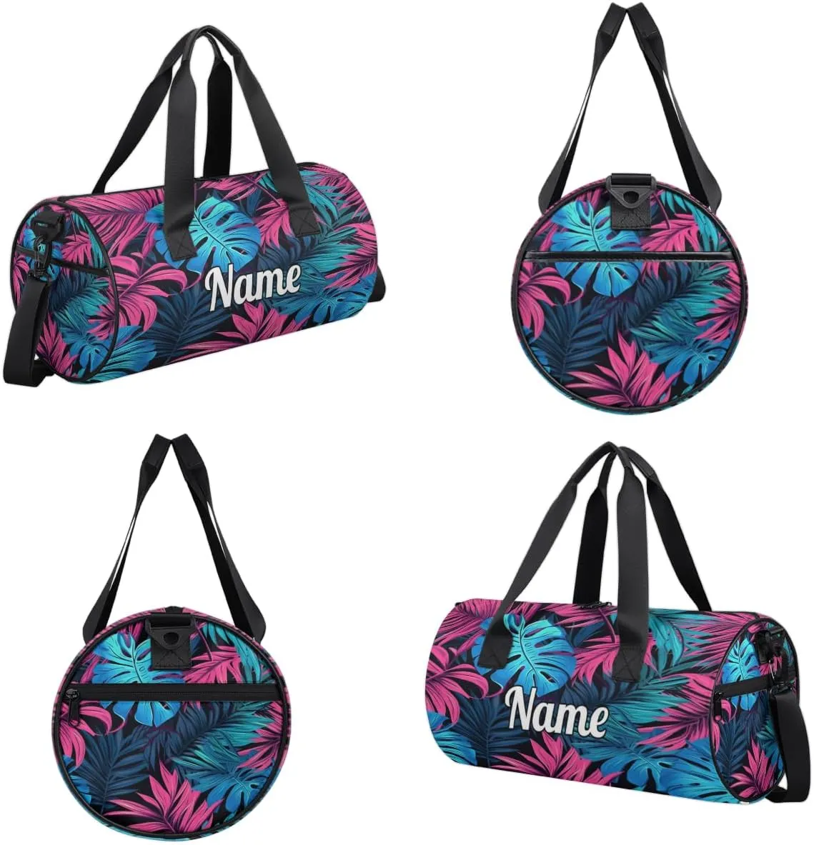 Custom Dance Duffel Bag Sport Backpacks Gyms and Weekend Overnight Travel Duffle Bag Birthday Christmas Halloween Waterproof, Blue Palm Leaf Floral