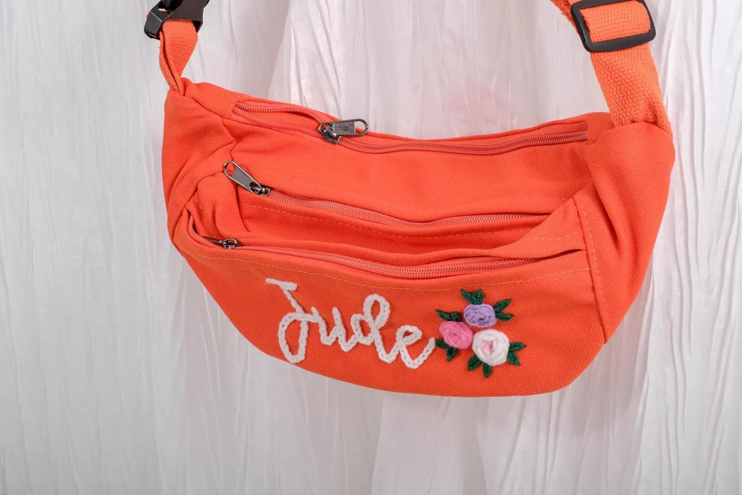 Custom Embroidered Fanny Pack – Personalized Belt Bag & Crossbody for Women – Perfect Travel Companion & Bridesmaid Gift（Orange）