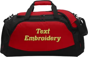 Custom Sport Duffel Bag Add Your Embroidered Text Medium Active Sport Gym Travel Duffel Bag True Red Black