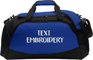Custom Sport Duffel Bag Add Your Embroidered Text Medium Active Sport Gym Travel Duffel Bag True Royal Black