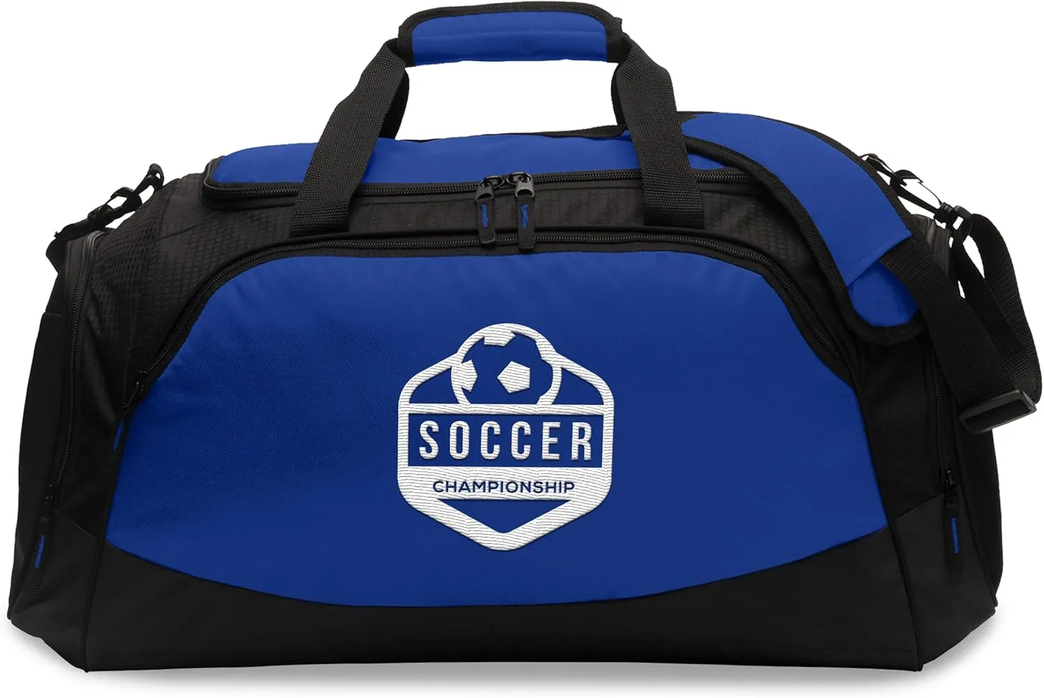 Custom Sport Duffel Bag Embroidered Logo 5/10 Pack Medium Active Sport Gym Travel Bag True Royal Black