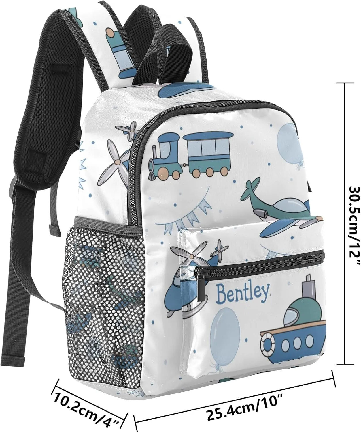 Custom Toddler Kids Bag,Train Aircraft Ship Personalized Preschool Backpack for Gift Boys Girl Nursery Bags