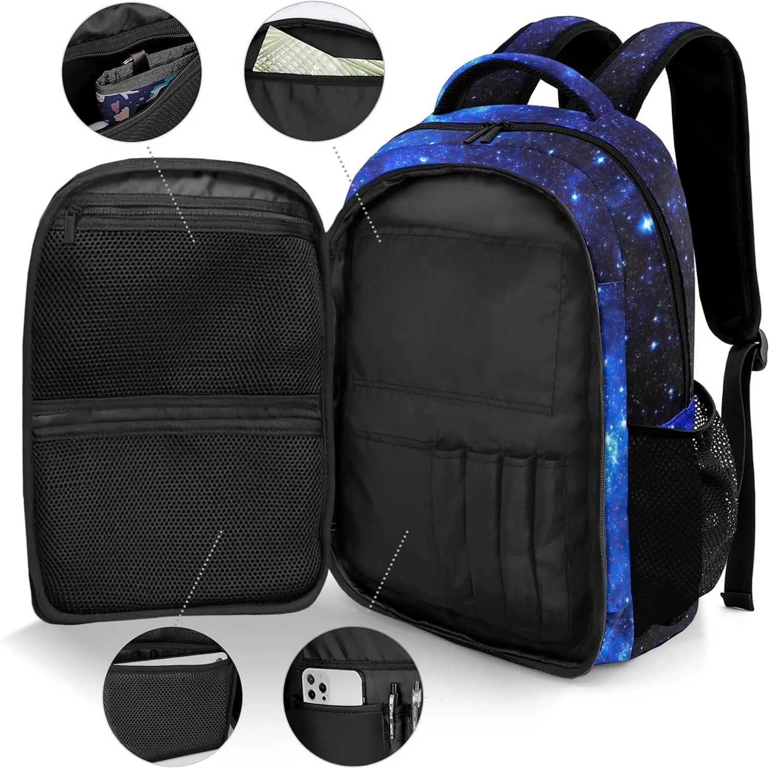 Custom Water Polo Boy Backpack Custom Name Large Capacity Shoulder Bags for School Sports Party Blue Starry