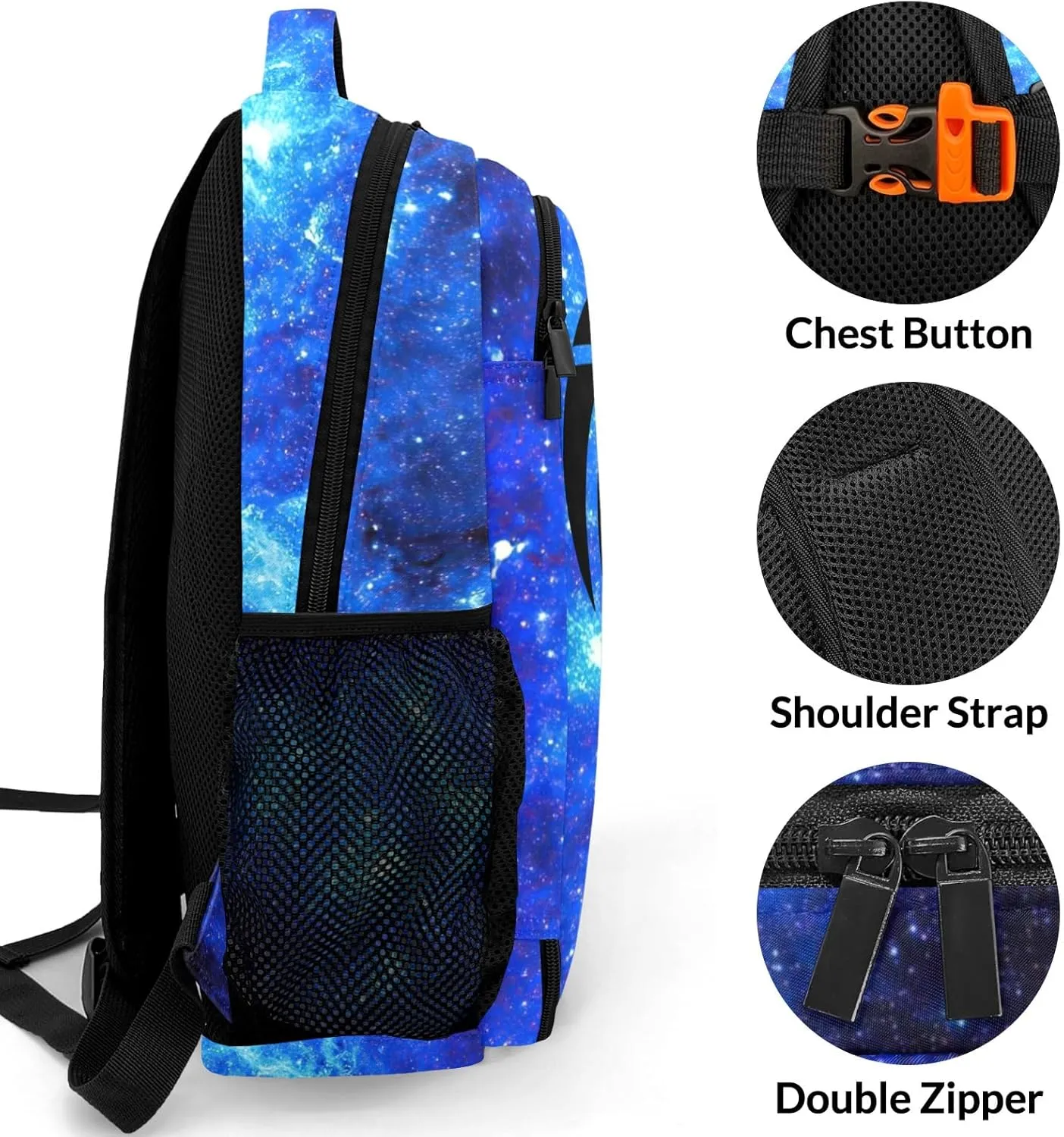 Custom Water Polo Boy Backpack Custom Name Large Capacity Shoulder Bags for School Sports Party Blue Starry