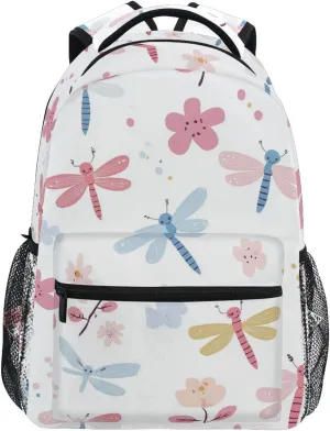Cute Dragonfly White cool backpacks kids with chest clip books bag for 6th grade school boys girls