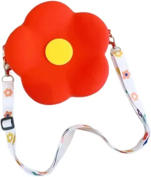 Cute Flower Shaped Mini Purse Crossbody Bag for Women Girls Novelty Silicone Shoulder Bag