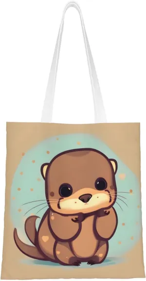 cute otter print Canvas Tote Bag for Women,Womens Purse Handbags for Travel Beach Nurse College Gift