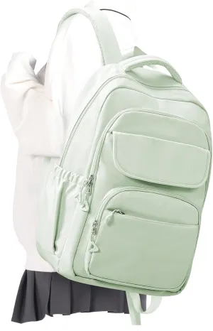 Cute School Backpack for Teens Girls Boys Waterproof School Bag Basic Backpack for College Students Multi Pocket Backpack Lightweight Casual Daypack Backpacks for Women Men（MintGreen）