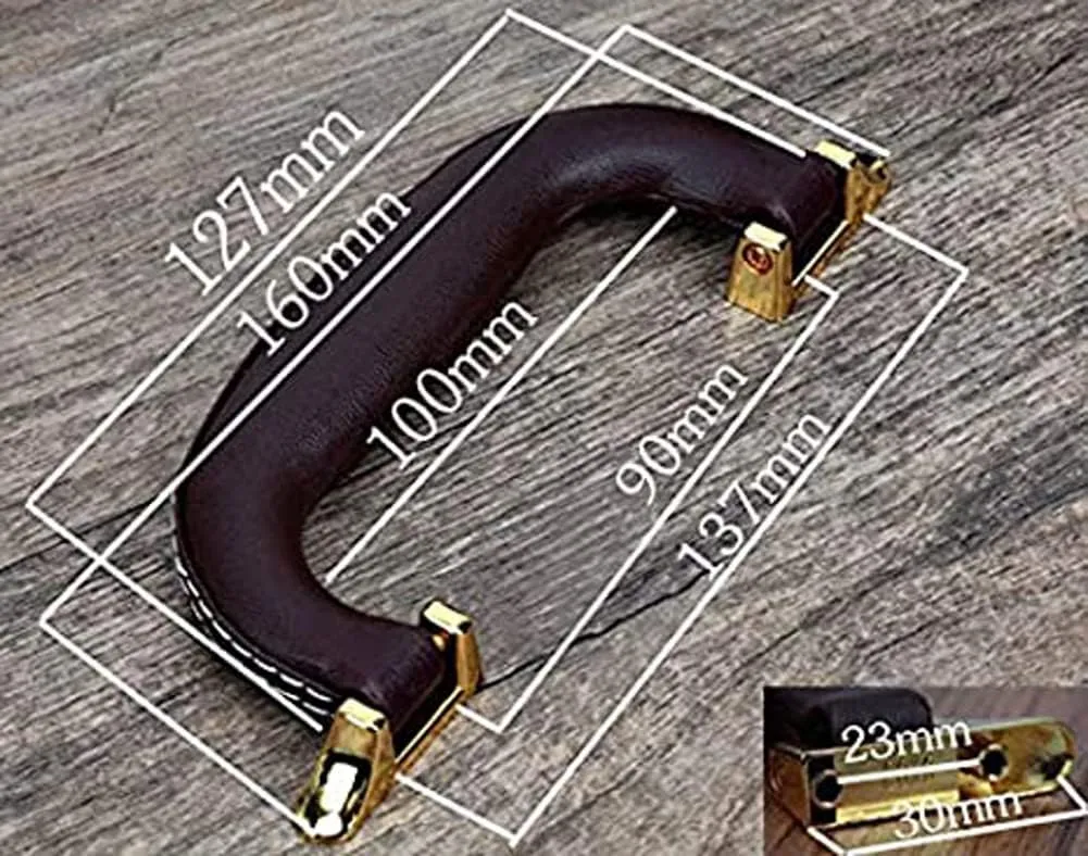 CynKen 1 Pieces PU Leather Handle For Guitar Musical Box Handbags Gift Boxes Wine Boxes Luggage Toolbox Trolley Instrument Case Brown Bronze