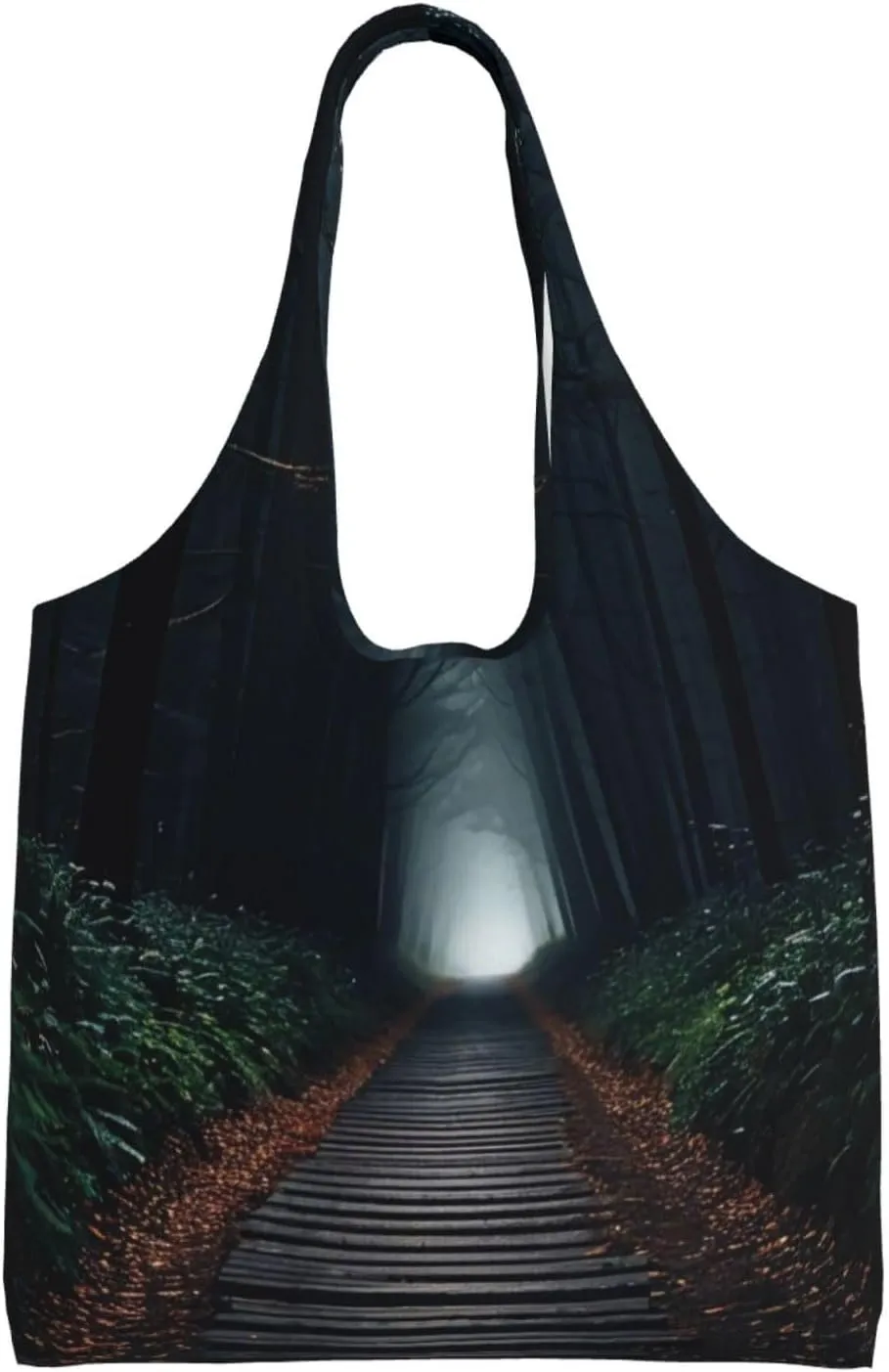 Dark Path Print Canvas Tote Bag for Women, Large Capacity Casual Shoulder Handbags for Work Travel Shopping