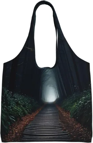 Dark Path Print Canvas Tote Bag for Women, Large Capacity Casual Shoulder Handbags for Work Travel Shopping