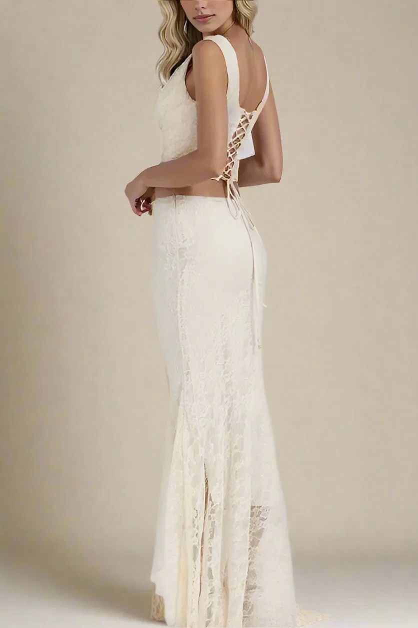Darling Wrap Top and Maxi Skirt Outfit Set - Ivory
