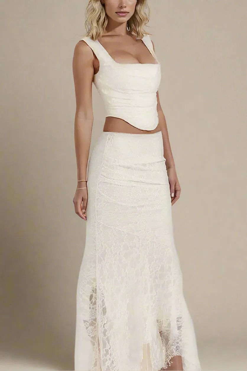 Darling Wrap Top and Maxi Skirt Outfit Set - Ivory