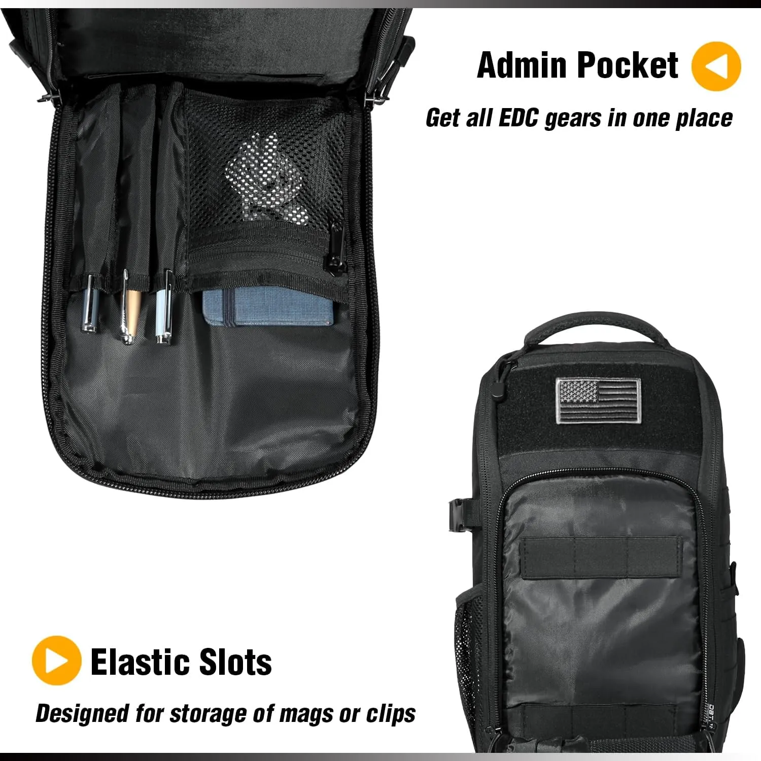 DBTAC Tactical Personal Defense EDC Bags & Packs | 10L Military Shoulder Backpack with Sling for Concealed Carry, Range, Travel, Hiking, Outdoor Sports (Black)