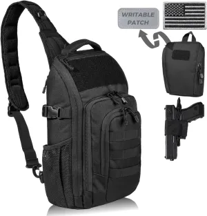 DBTAC Tactical Personal Defense EDC Bags & Packs | 10L Military Shoulder Backpack with Sling for Concealed Carry, Range, Travel, Hiking, Outdoor Sports (Black)