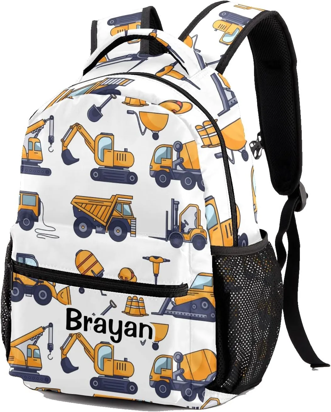 Deven Cute Construction Truck Personalized Kids Backpack for Boy/Girl Teen Primary School Daypack Travel Bag Bookbag