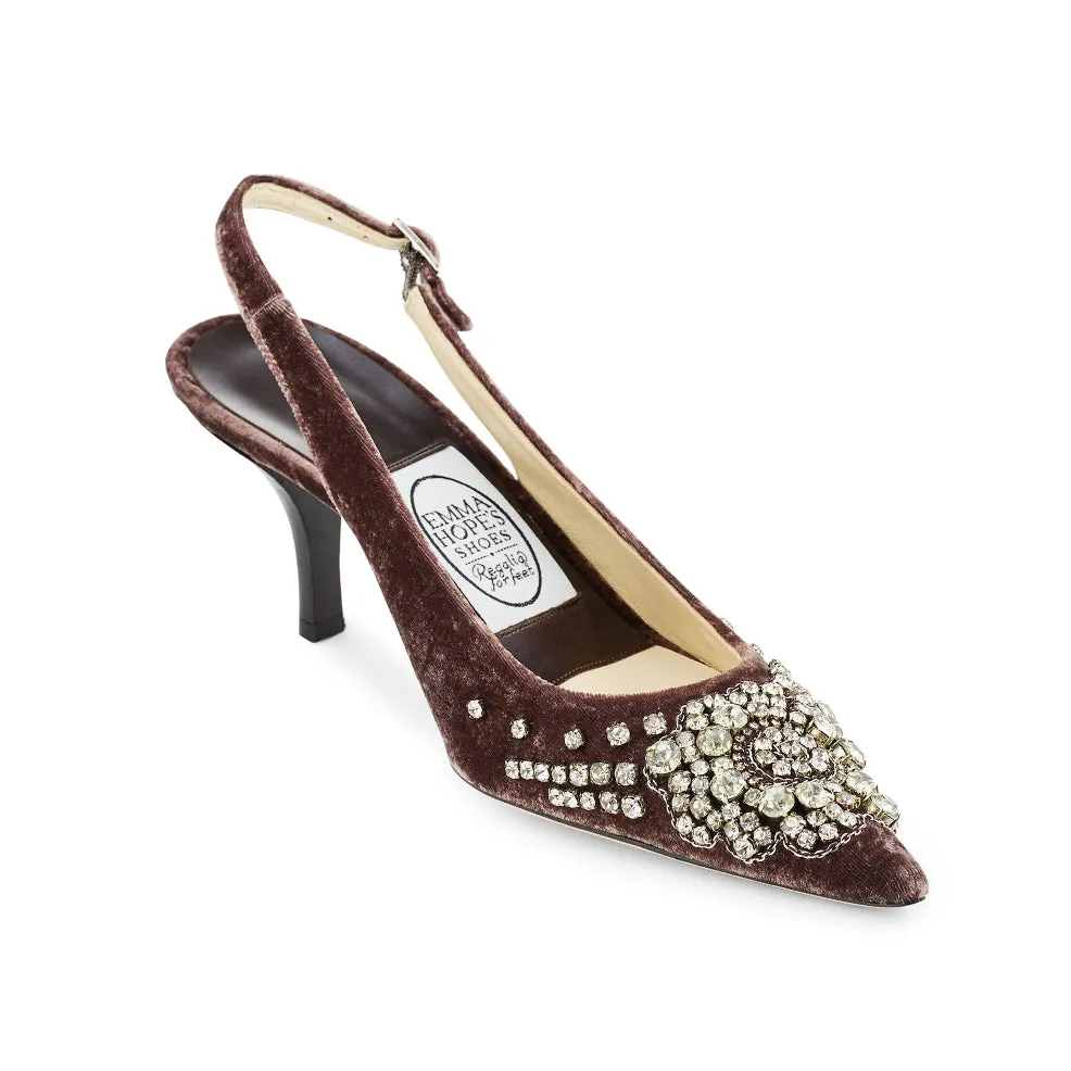 Diadema High Sling - Dark Moss Velvet