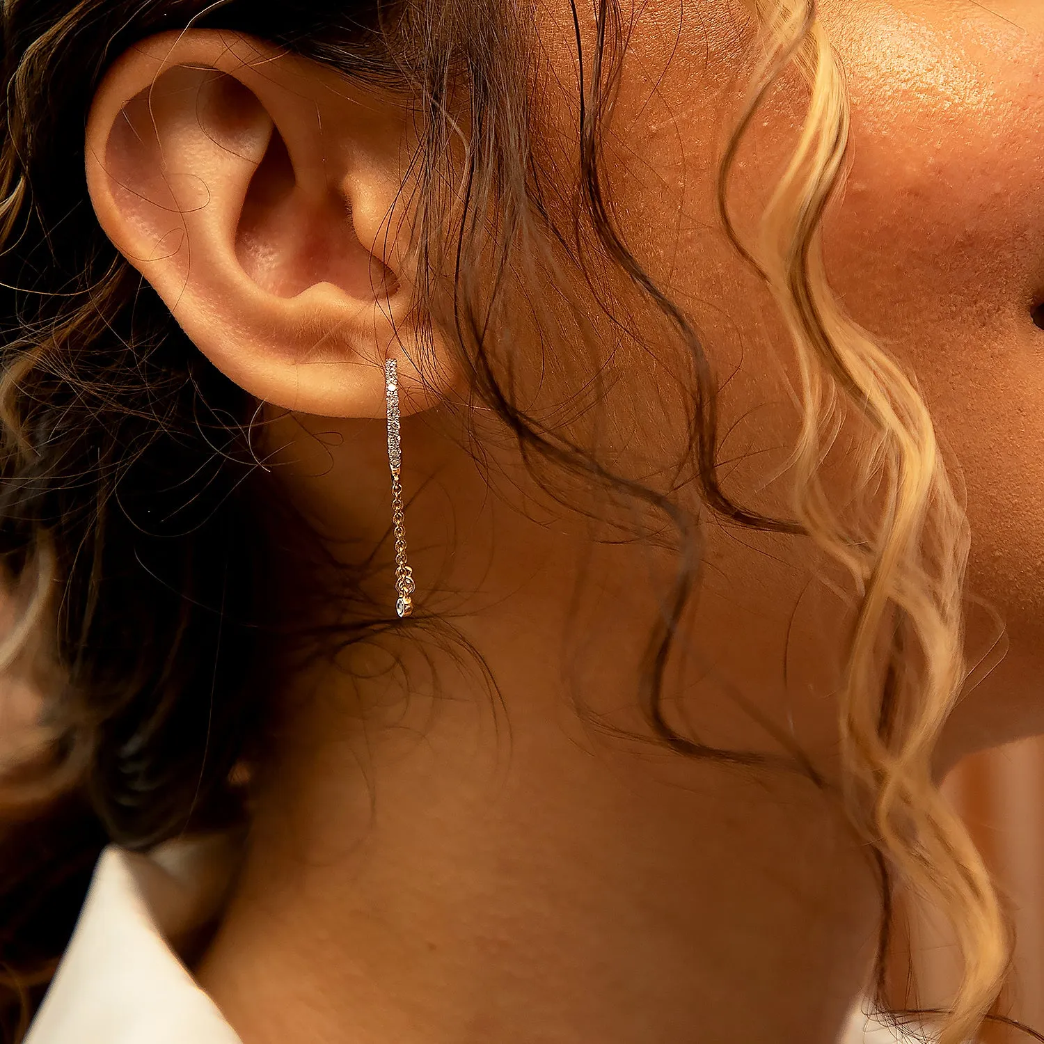 Diamond Chain Tasseled Hoop earrings