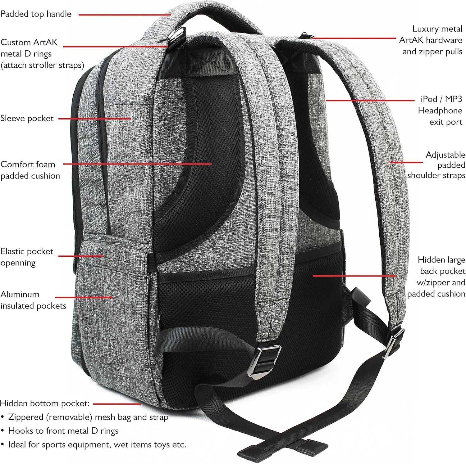 Diaper Bag Backpack Large Multifunction Family Travel Baby Bag Stroller Straps