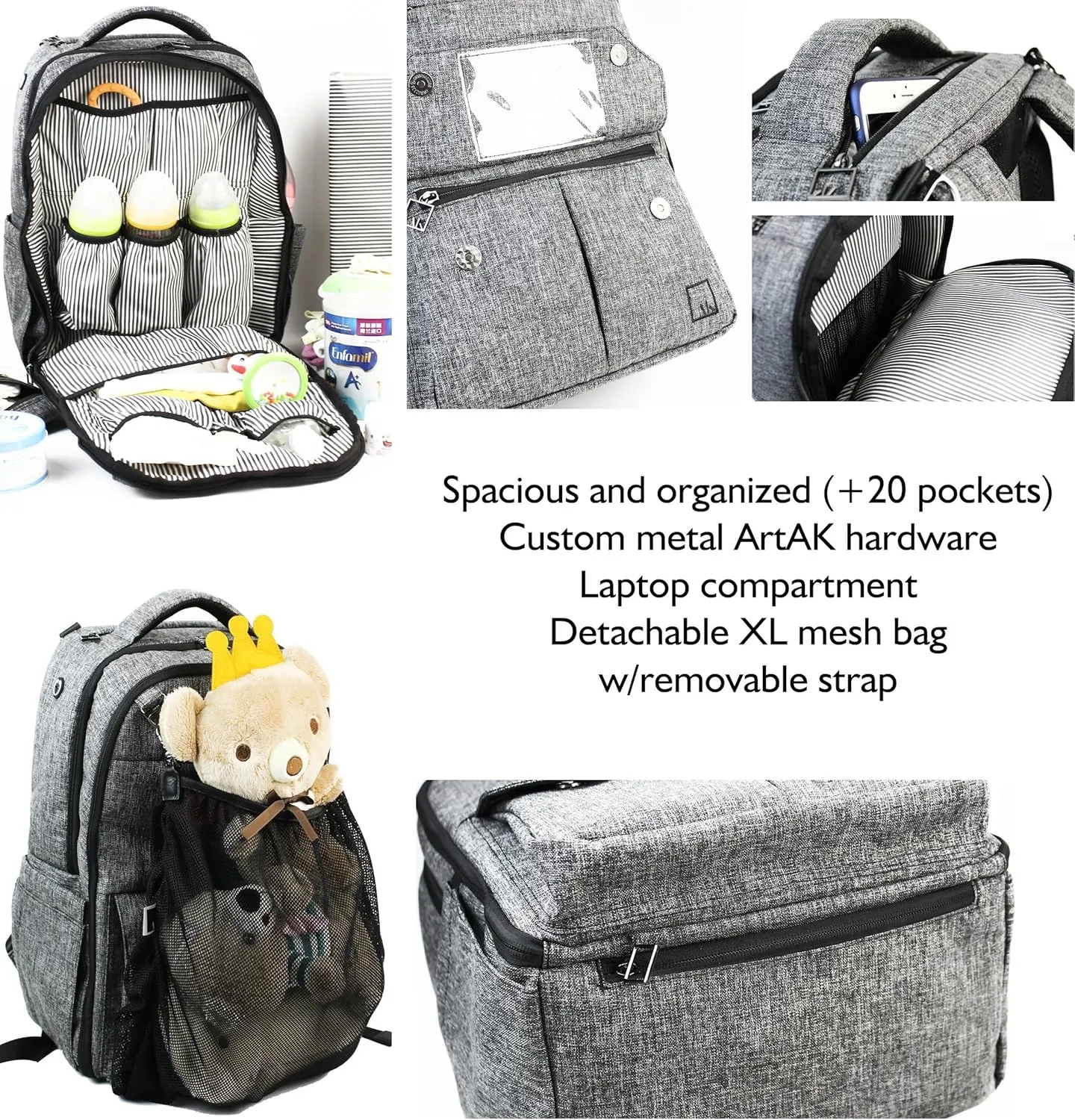 Diaper Bag Backpack Large Multifunction Family Travel Baby Bag Stroller Straps