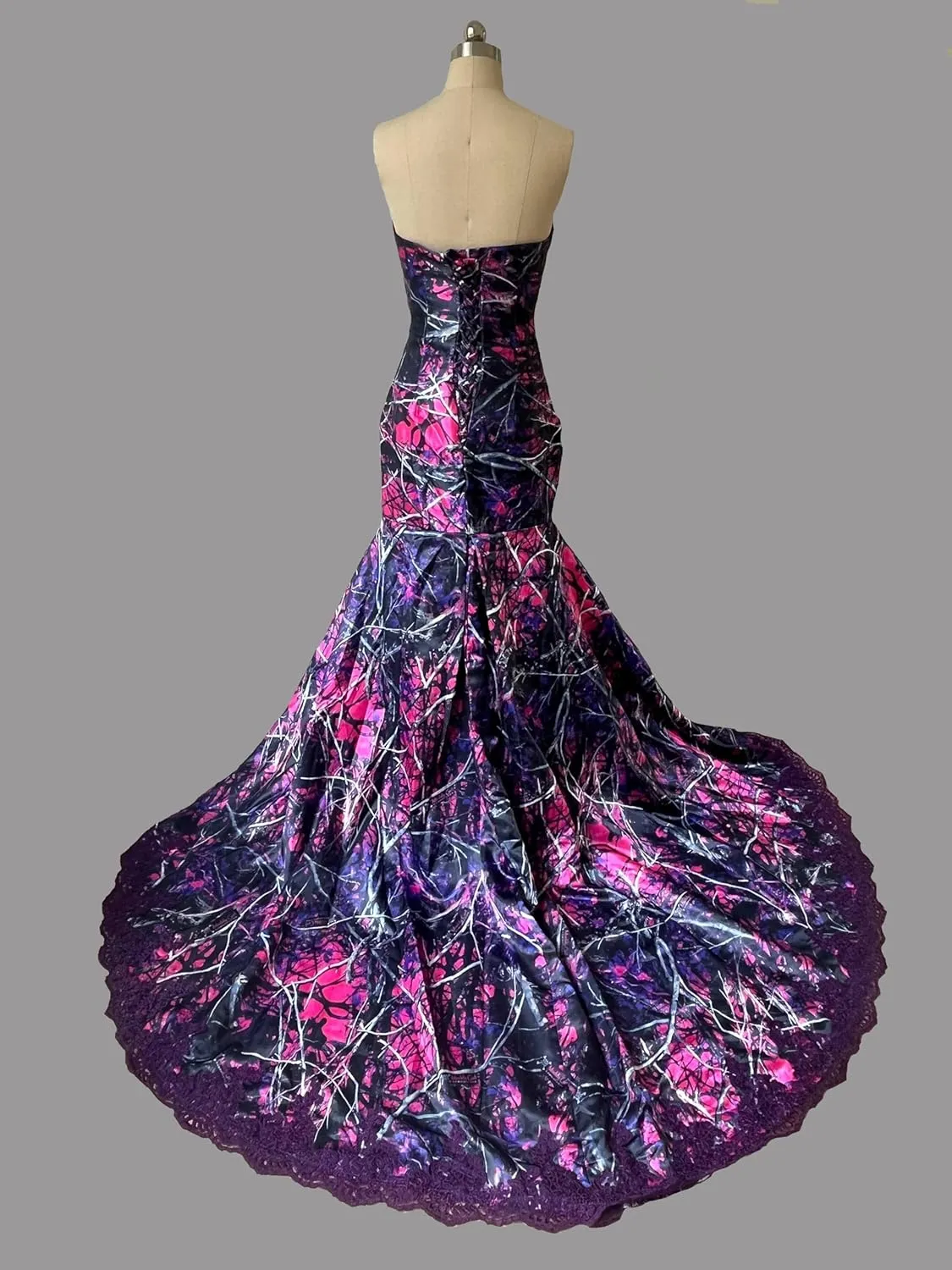 DINGZANCAMO Strapless Muddy Camo and Lace Country Wedding Dresses Bridal Reception Prom Gowns Mermaid Long
