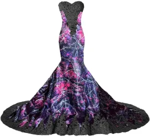DINGZANCAMO Strapless Muddy Camo and Lace Country Wedding Dresses Bridal Reception Prom Gowns Mermaid Long