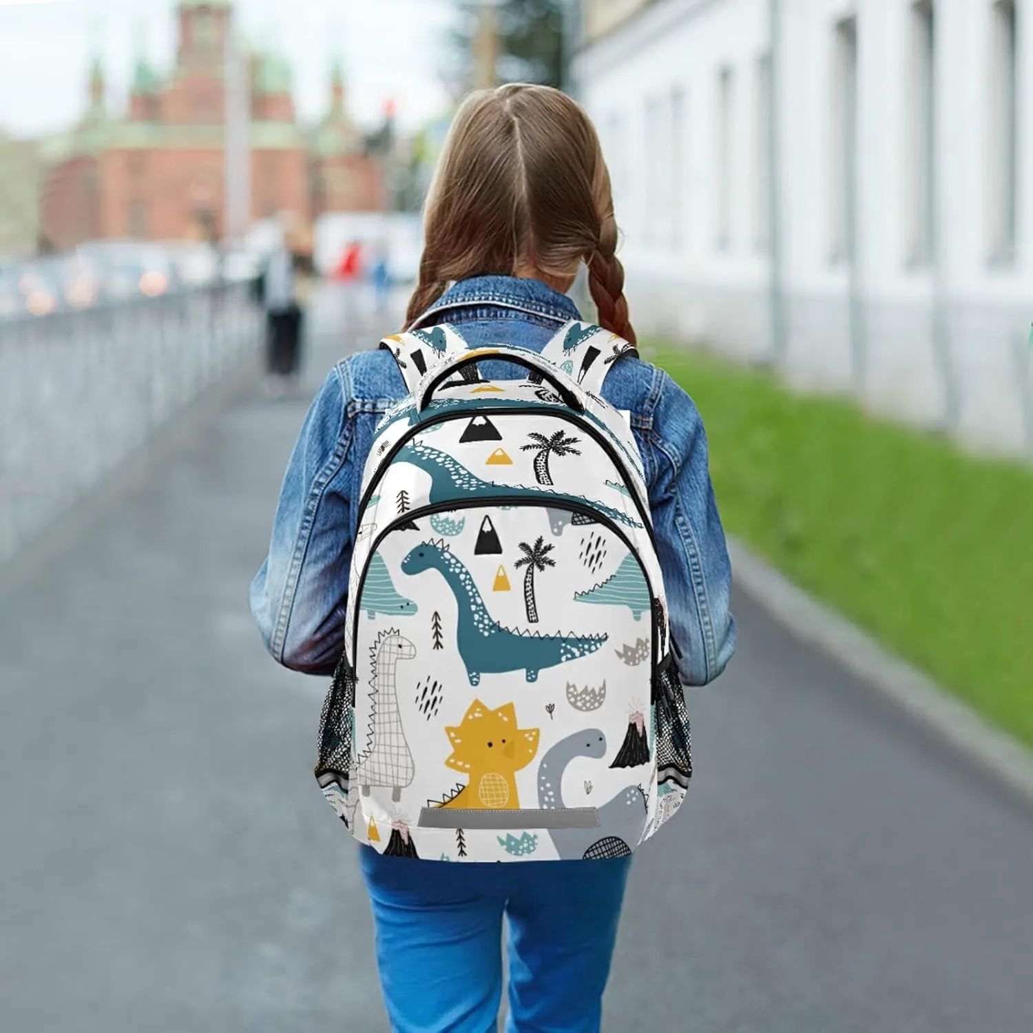 Dinosaurs Plam Student Schoolbag School Backpack Dino Eggs Volcanic Kids Backpacks 16 inch Laptop Book Bag Casual Daypack Back Pack Travel Sports Bags for Teens Girls Boys