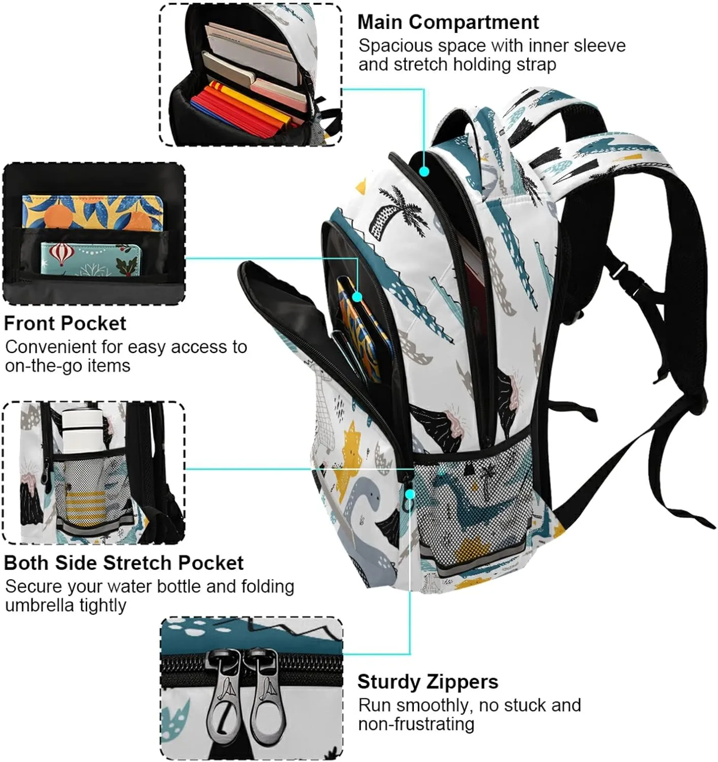Dinosaurs Plam Student Schoolbag School Backpack Dino Eggs Volcanic Kids Backpacks 16 inch Laptop Book Bag Casual Daypack Back Pack Travel Sports Bags for Teens Girls Boys